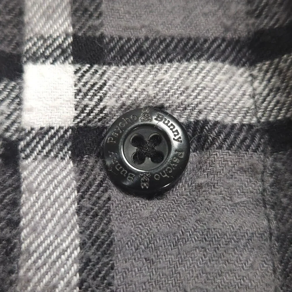 Psycho Bunny Flannel Pajama Pants Mens Large Black Plaid Drawstring Waist